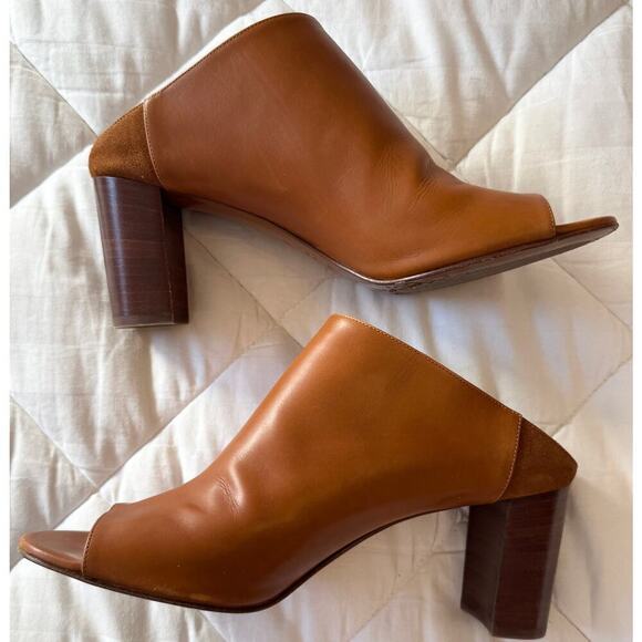 Aquatalia Shoes - AQUATALIA Block Heel Leather Mules Slip On Made in Italy Size 10.5 US